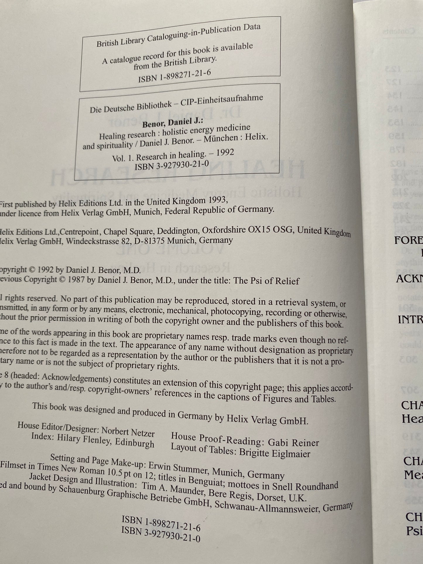 Healing Research Volume One by Dr. Daniel J. Benor (1992)