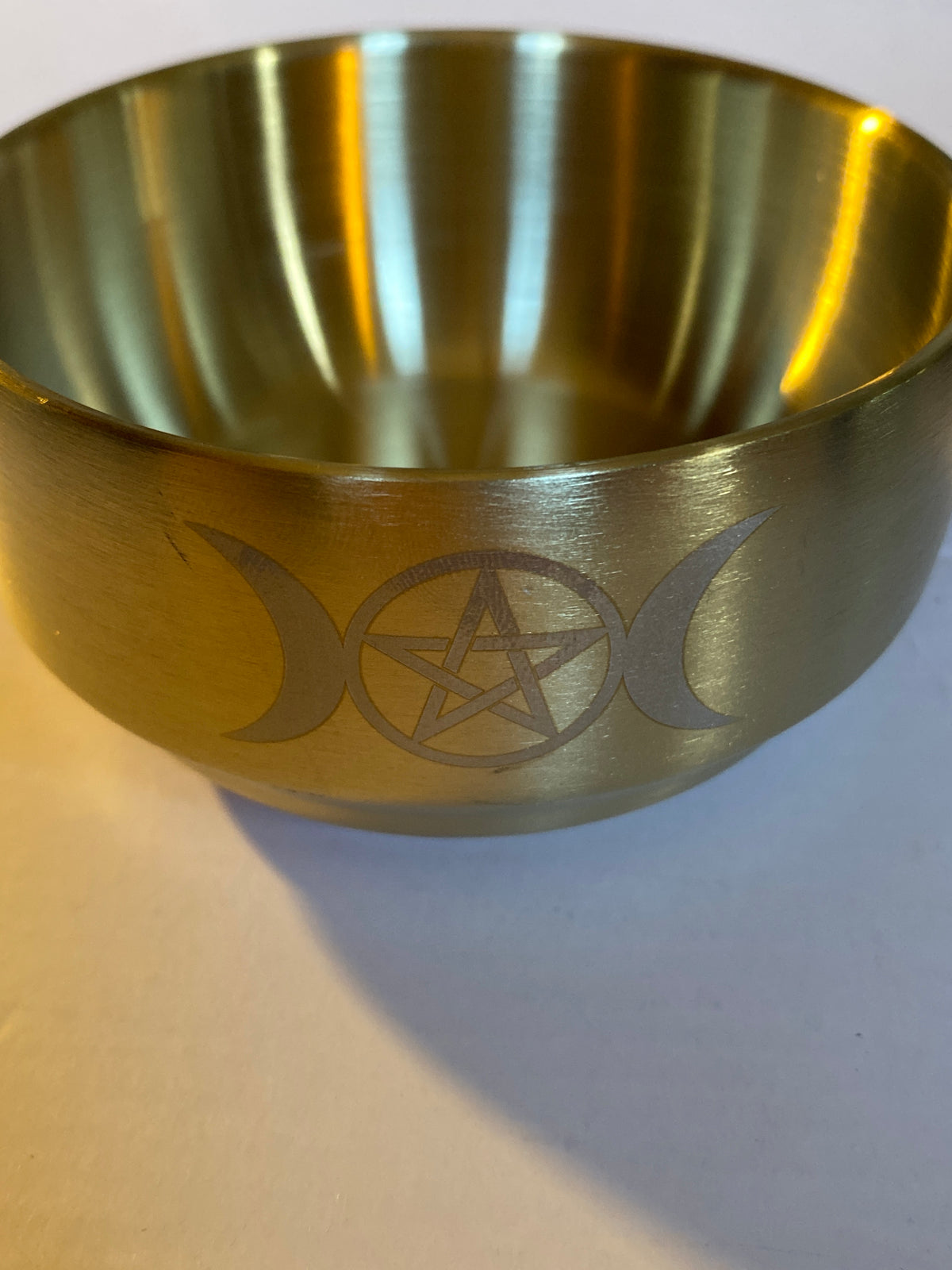 Brass Offering Bowl with Triple Moon Pentacle