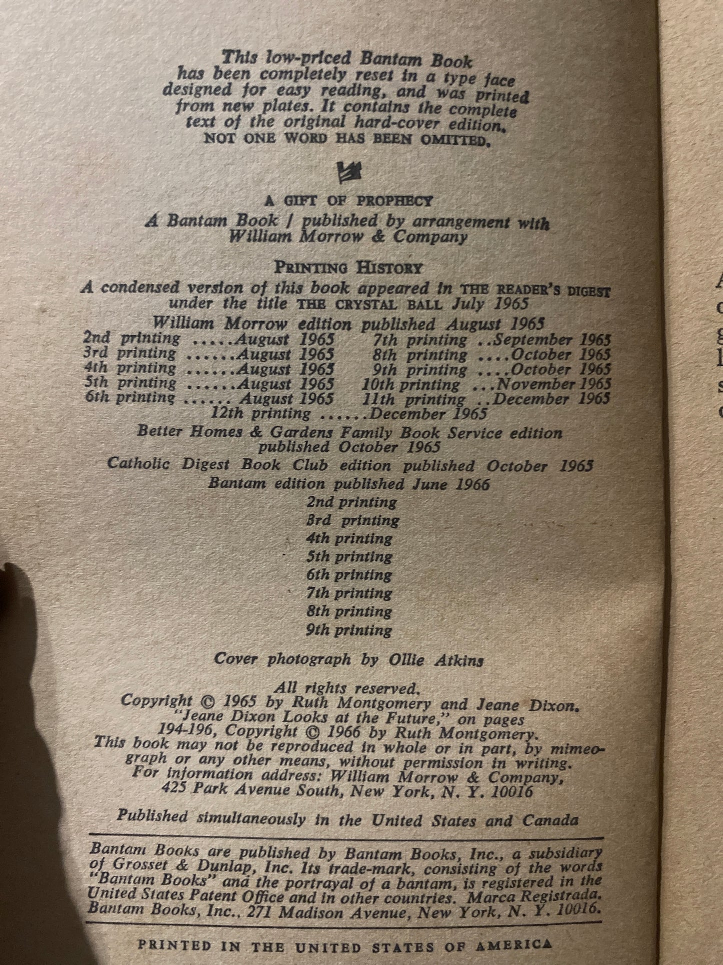 A Gift of Prophecy by Ruth Montgomery Vintage 1966 Collectable