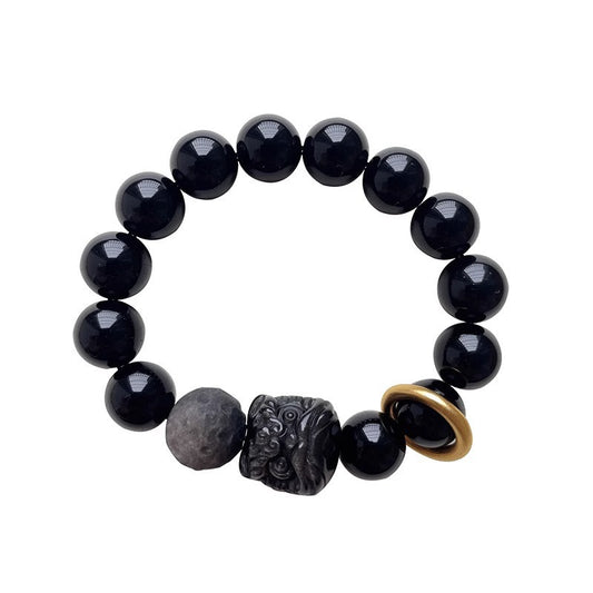 Lion Head Obsidian Energy Bracelet Protection Bracelet