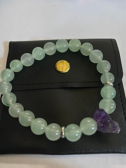 Natural Gemstone Bracelet With unique Crystal Amethyst centre