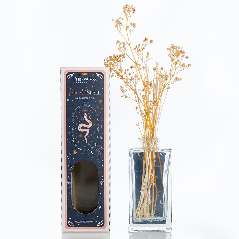Moon Dust Spell Reed Diffuser Set – Baltic Amber & Oud, 100 ml
