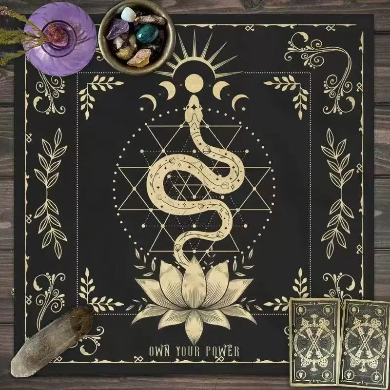 Own Your Power Serpent Tarot Cloth - Kundalini & Lotus