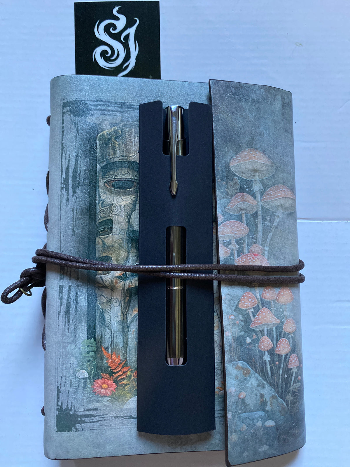 Architectural Floral Journal Notebook Wrap Closure with Pen Included