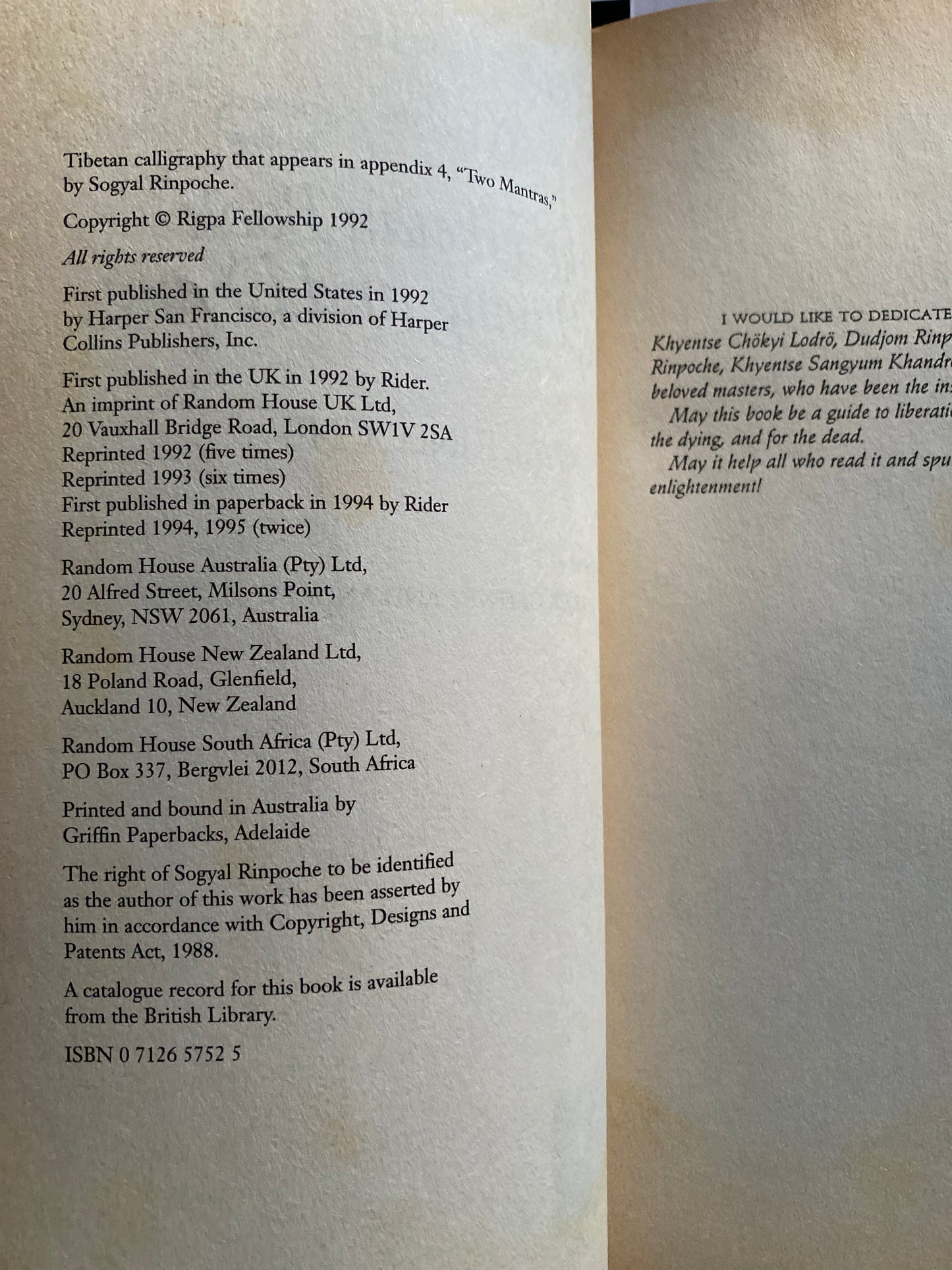 The Tibetan Book of Living and Dying by Sogyal Rinpoche (1995)