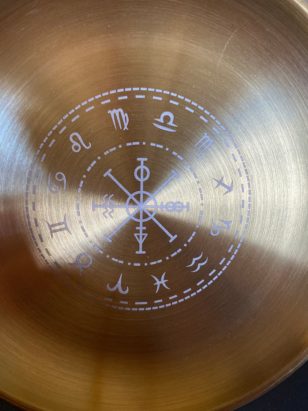 Brass Incense Burning Plate with Zodiac Engraving