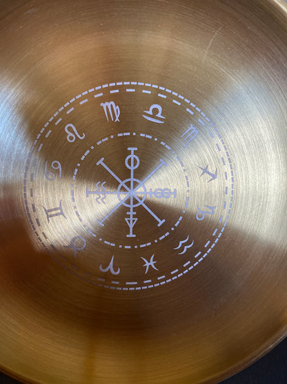 Brass Incense Burning Plate with Zodiac Engraving