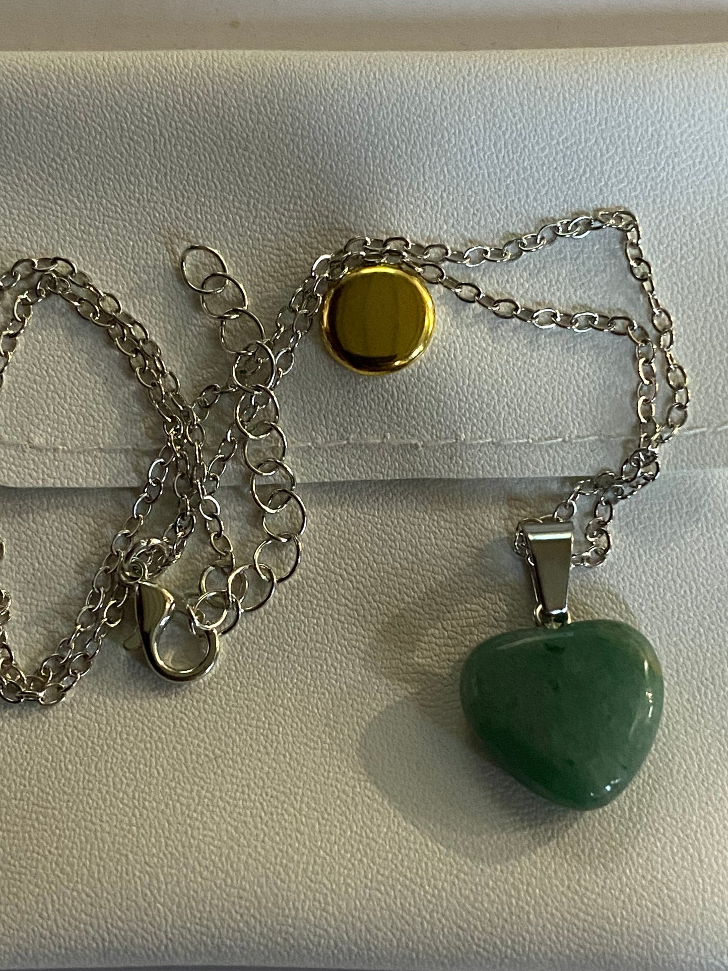 Green Aventurine Heart Pendant Necklace | Silver Chain