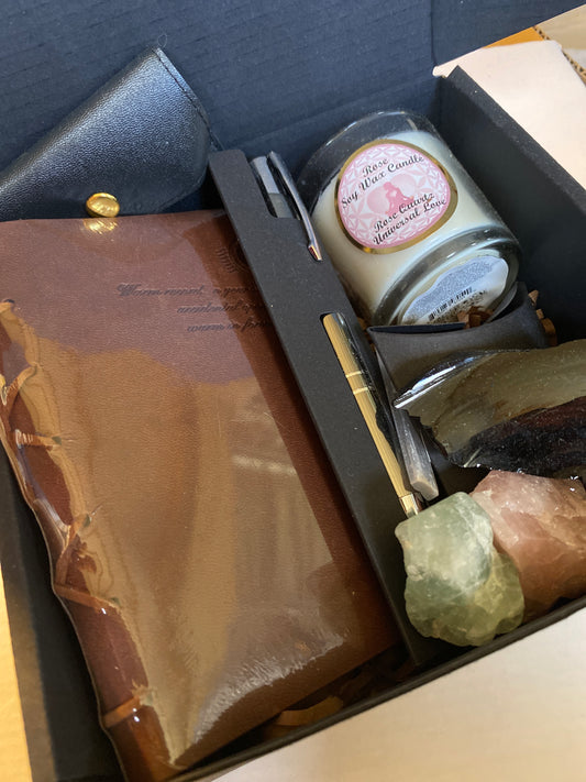 Spiritual Journaling & Crystal Starter Kit | Candle, Journal & Gift