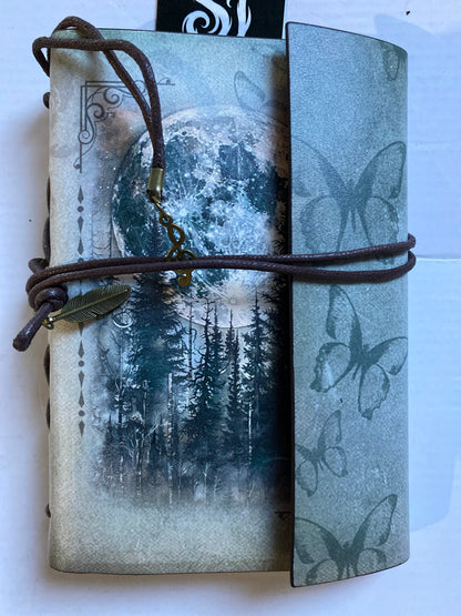 Moonlit Forest Butterfly Journal Notebook Wrap Closure Pen Included