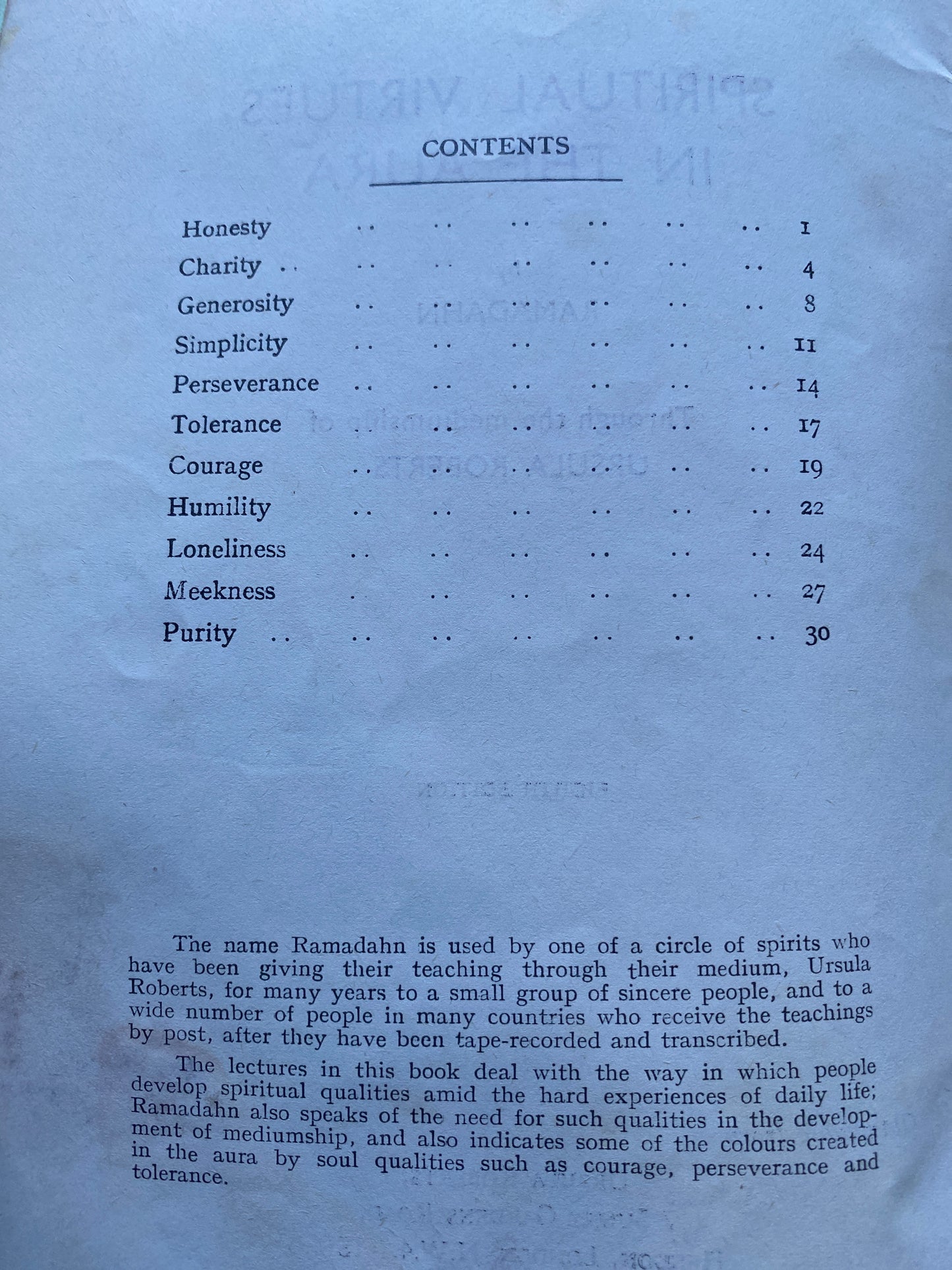 Spiritual Virtues in the Aura - Ramadahn / Ursula Roberts (Privately Printed Hendon c.1965 Rare Occult)