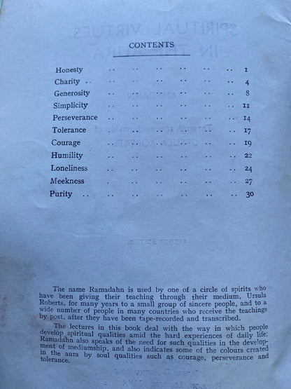 Spiritual Virtues in the Aura - Ramadahn / Ursula Roberts (Privately Printed Hendon c.1965 Rare Occult)