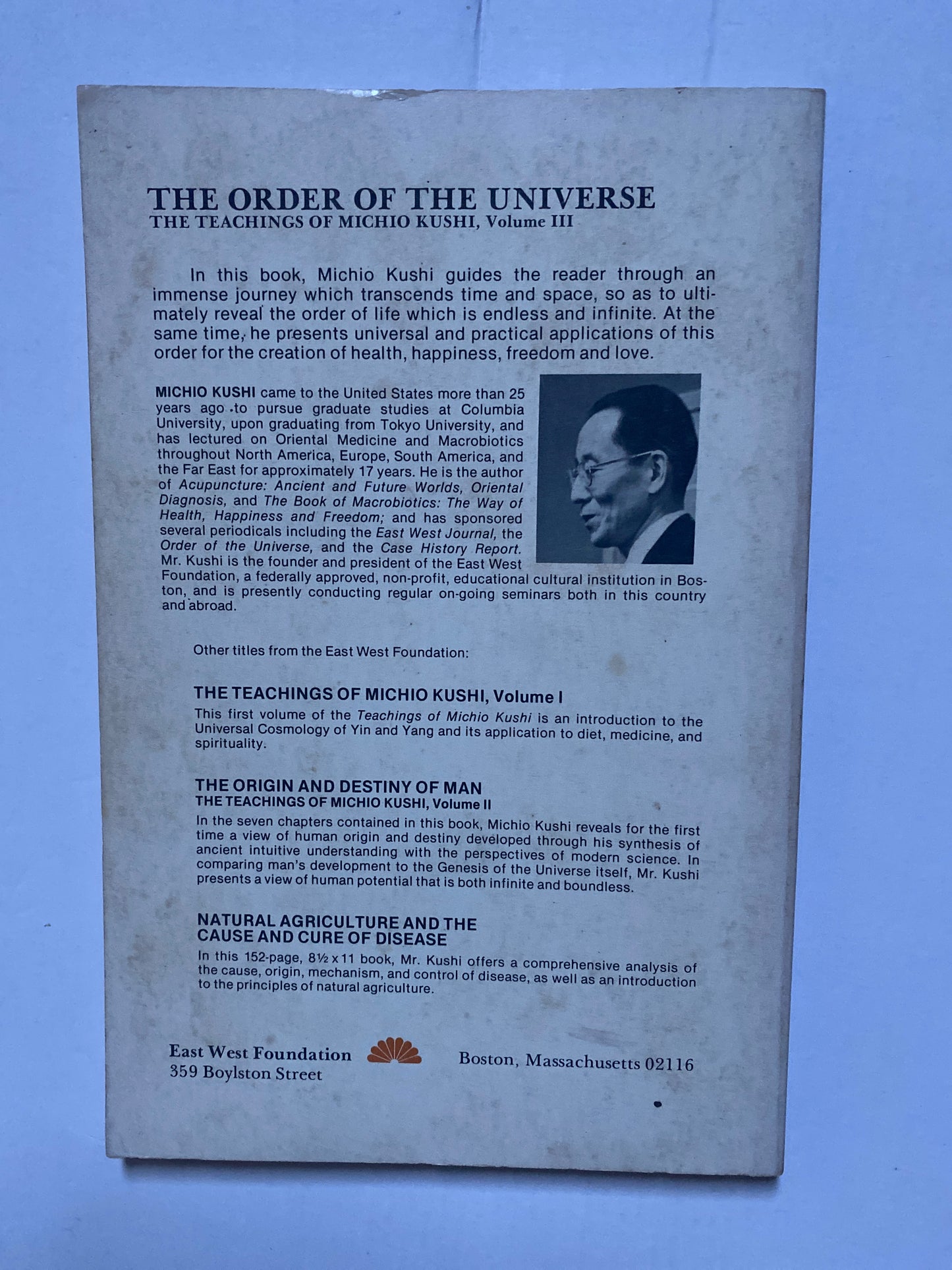 The Order of the Universe: The Teachings of Michio Kushi, Volume Three by Michio Kushi
