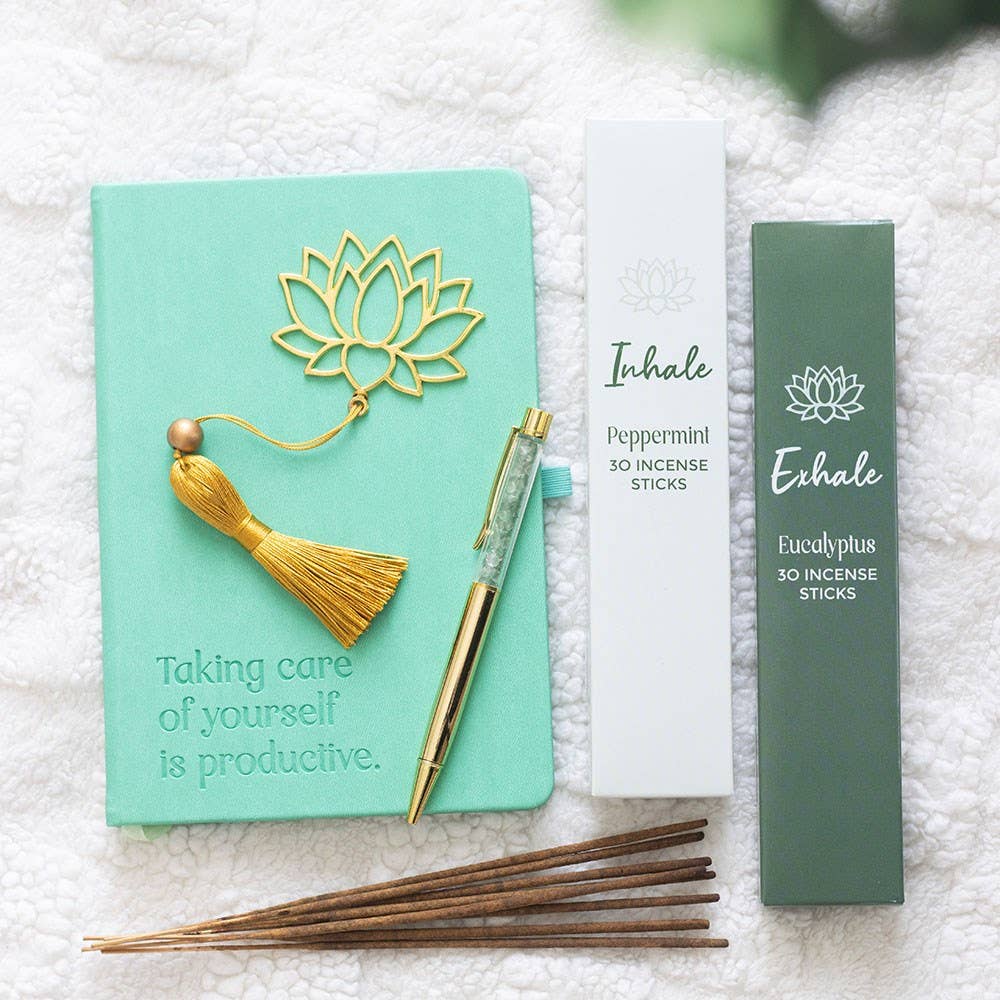 A5 Wellness Journal with Aventurine Crystal Pen – Tranquil Retreat