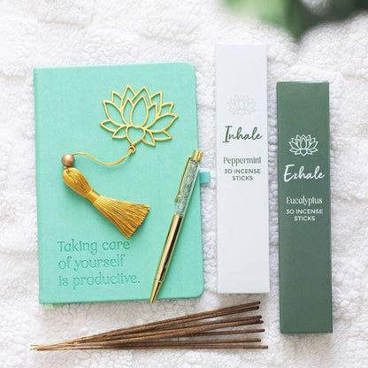 A5 Wellness Journal with Aventurine Crystal Pen – Tranquil Retreat