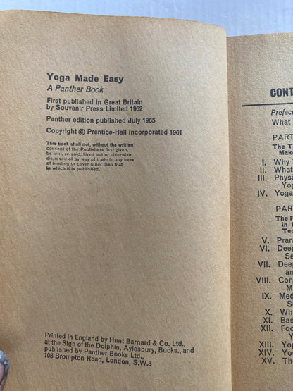 Yoga Made Easy by Desmond Dunne Vintage Retro Collectable 1965