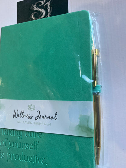 Wellness Journal with Aventurine Crystal Pen set – Tranquil Retreat