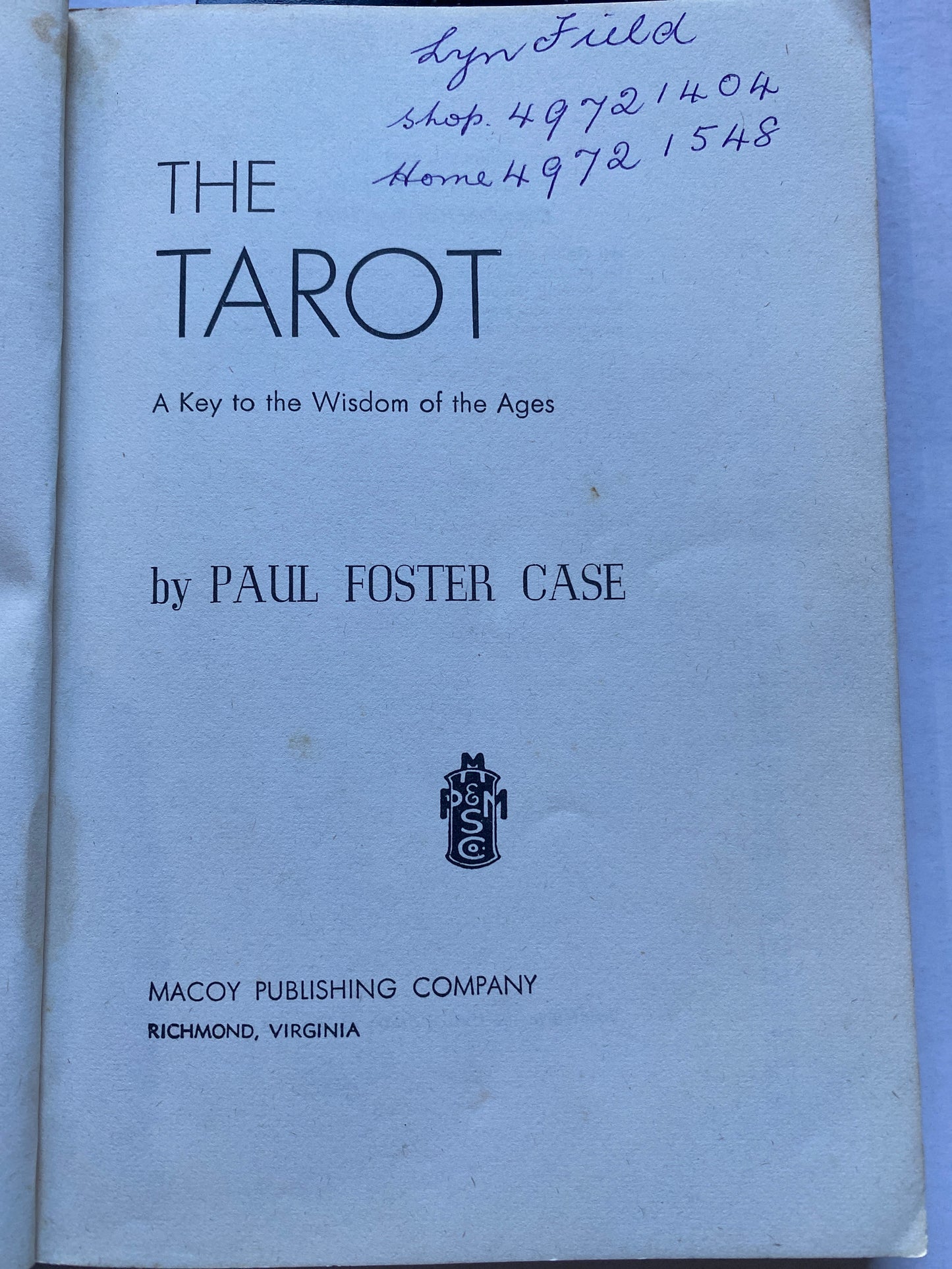 The Tarot: A Key to the Wisdom of the Ages by Paul Foster Case 1975 vintage collectors piece.