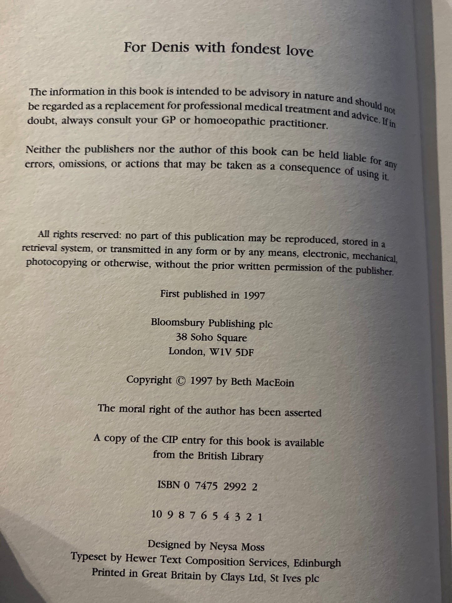 Practical Homoeopathy: A Complete Guide to Home Treatment by Beth MacEoin