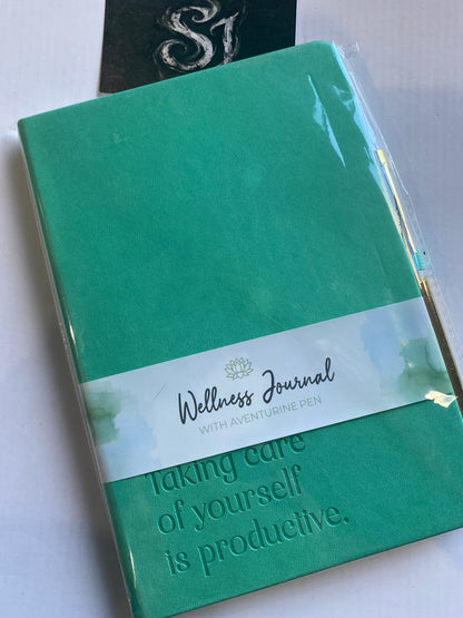 Wellness Journal with Aventurine Crystal Pen set – Tranquil Retreat