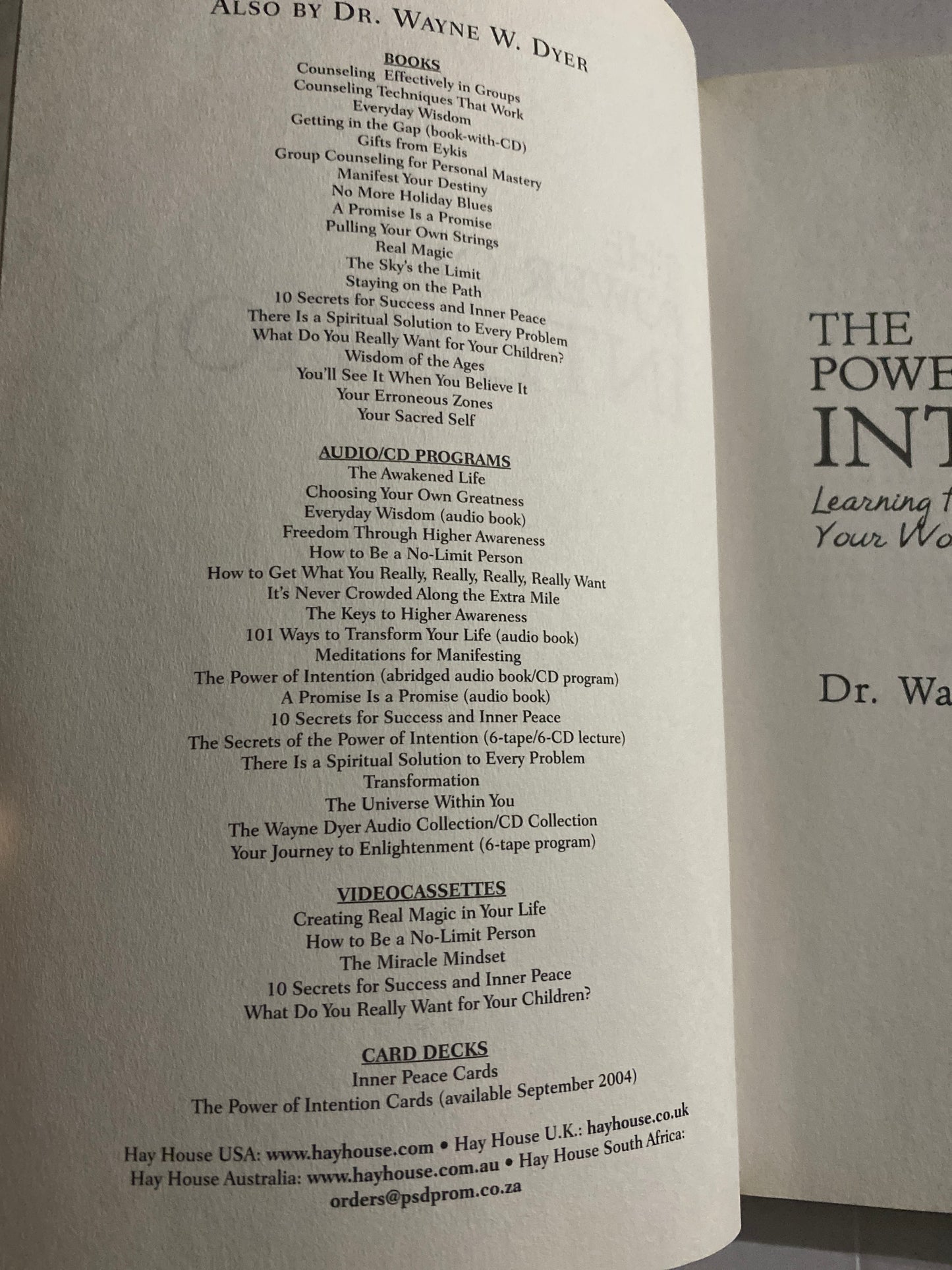 The Power of Intention — Dr Wayne W. Dyer ISBN: 1401902162