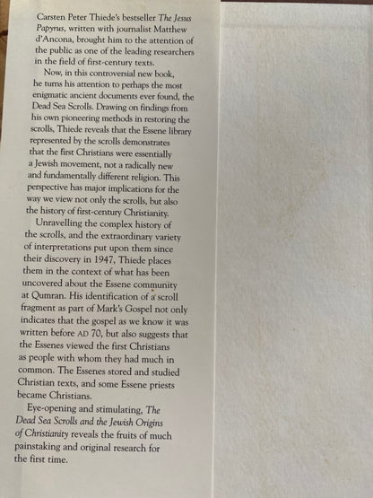 The Dead Sea Scrolls and the Jewish Origins of Christianity by Carsten Peter Thiede