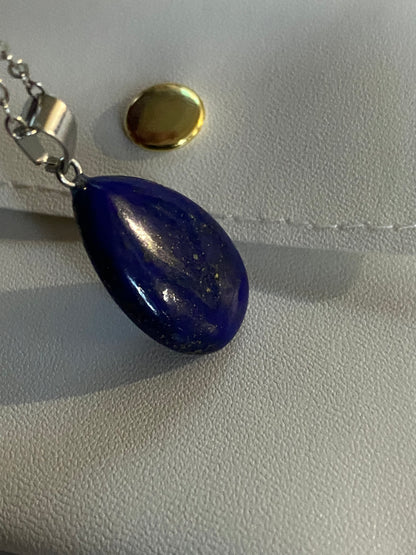 Lapis Lazuli Pendant Necklace | Plated Silver Chain