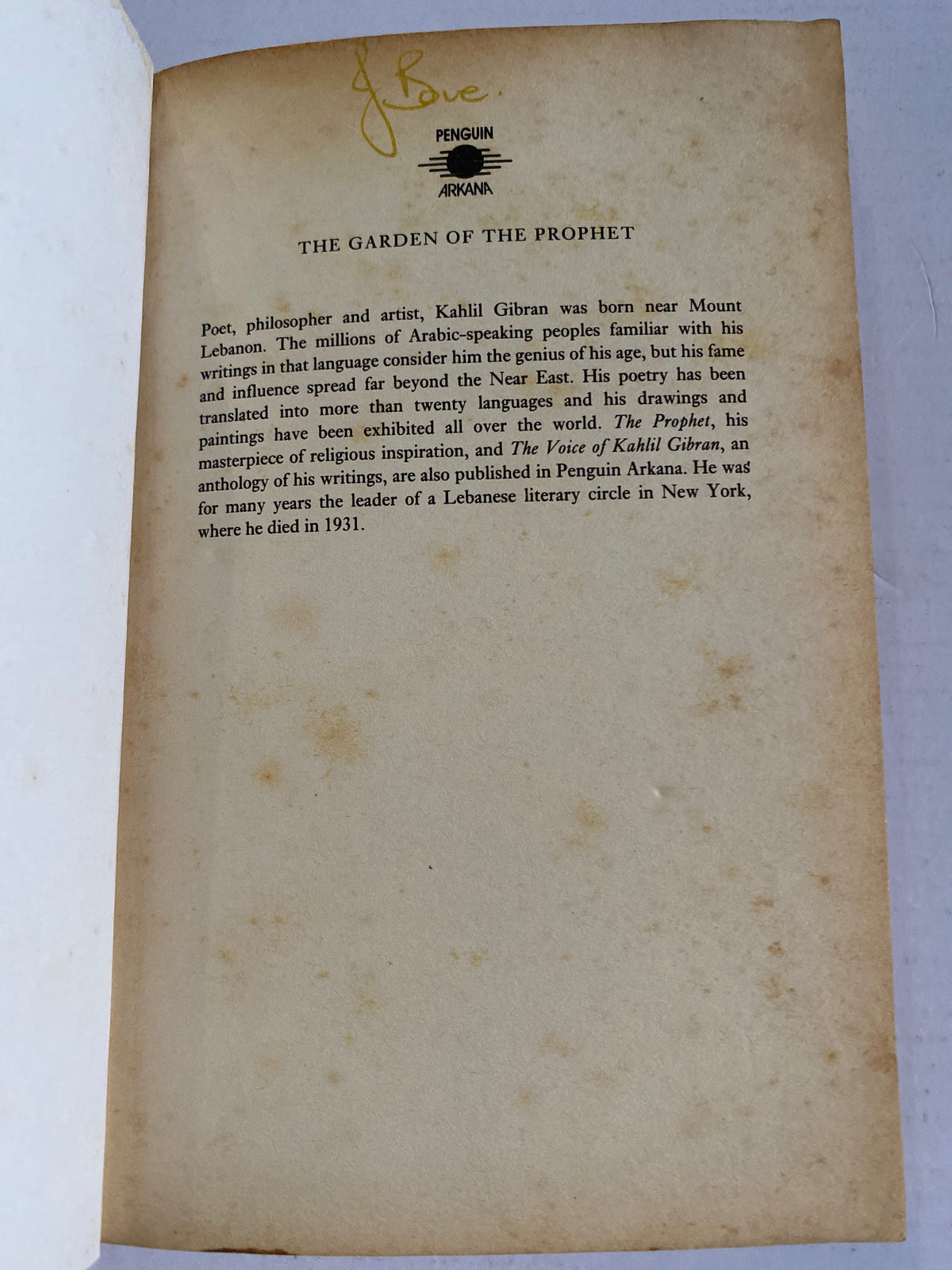 The Garden of the Prophet (Arkana) by Kahlil Gibran