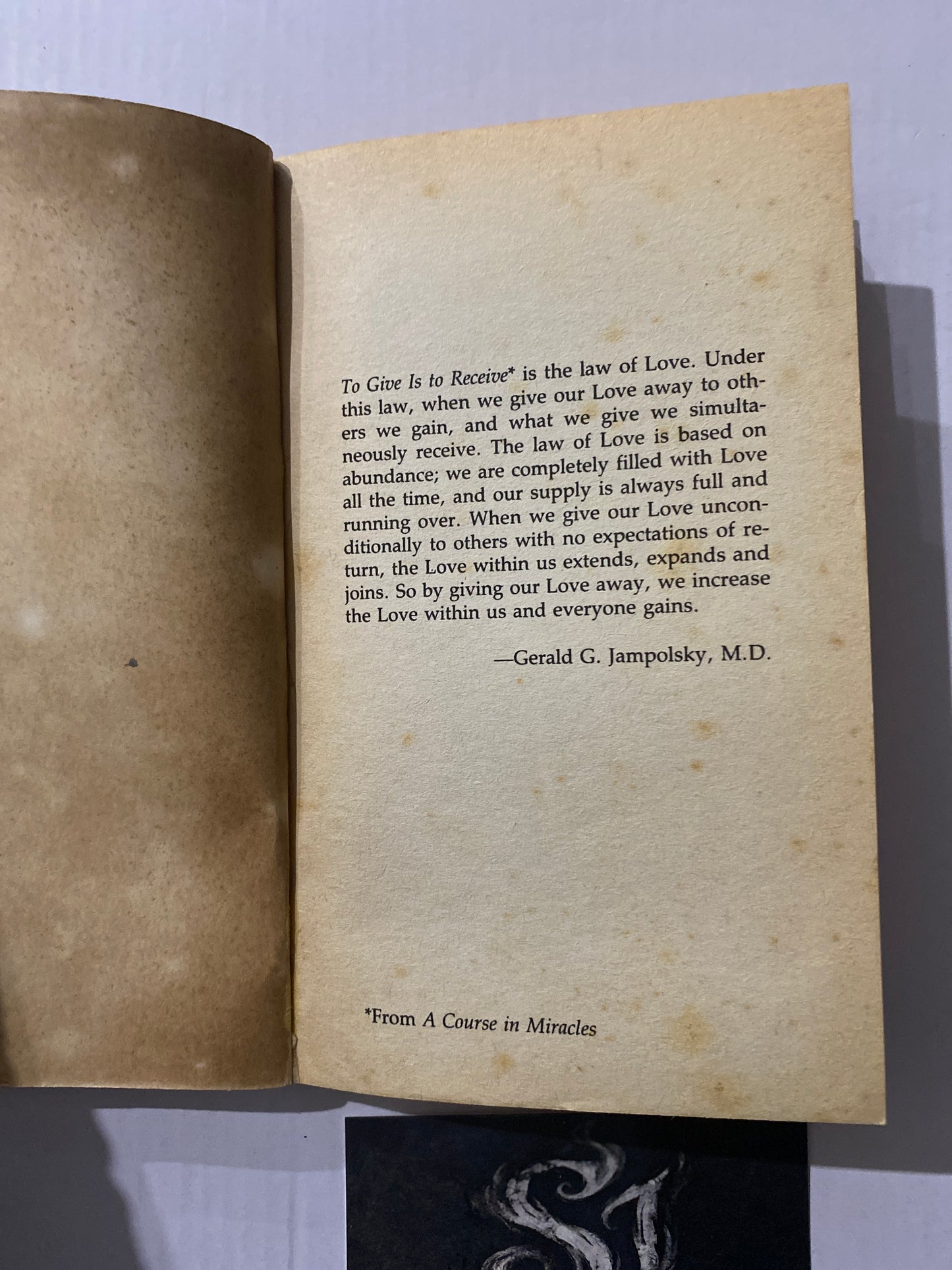 Love Is Letting Go of Fear by Gerald Jampolsky 1984 book