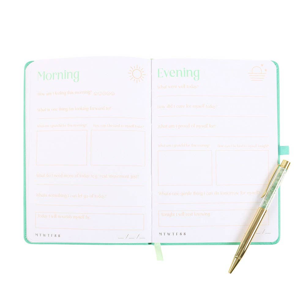 A5 Wellness Journal with Aventurine Crystal Pen – Tranquil Retreat