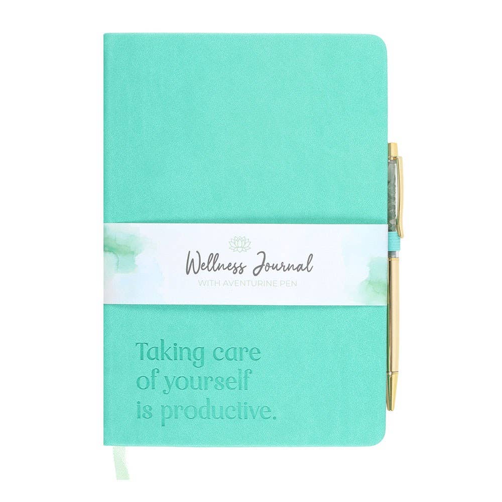 A5 Wellness Journal with Aventurine Crystal Pen – Tranquil Retreat