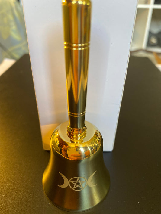 Brass Ritual Bell with Moon and Pentagram