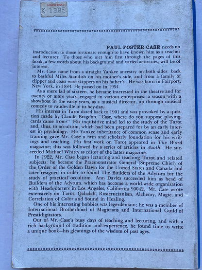 The Tarot: A Key to the Wisdom of the Ages by Paul Foster Case 1975 vintage collectors piece.