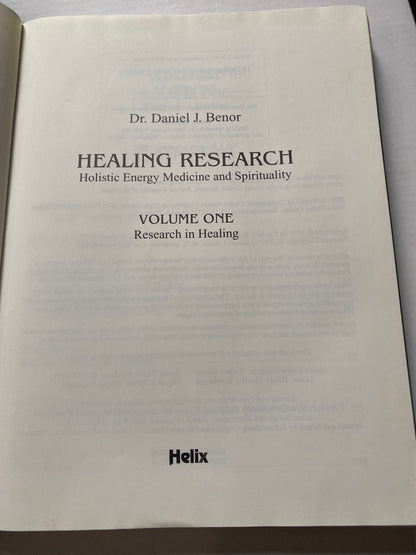 Healing Research Volume One by Dr. Daniel J. Benor (1992)