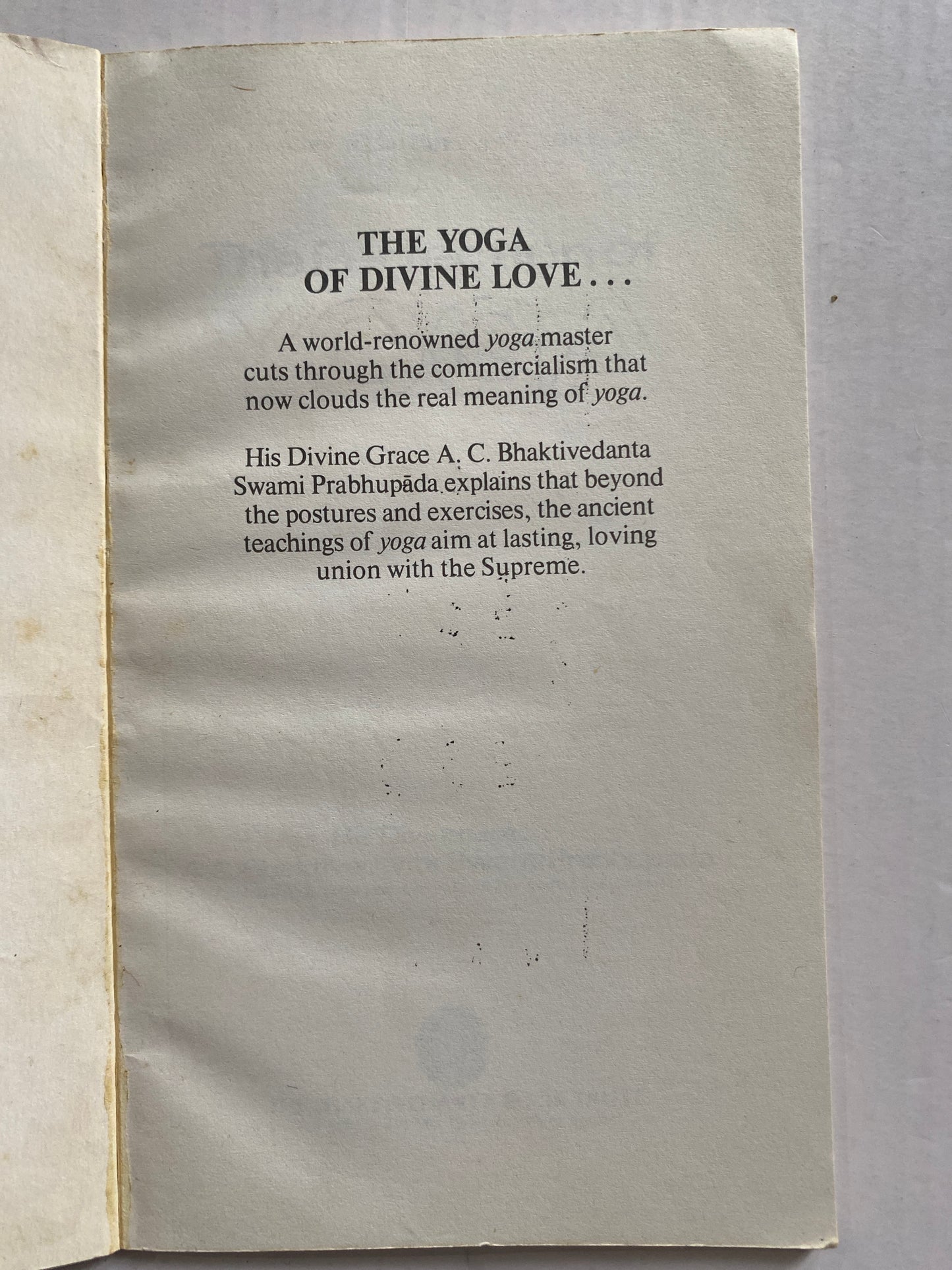 The Perfection of Yoga by A.C. Bhaktivedanta Swami Prabhupada