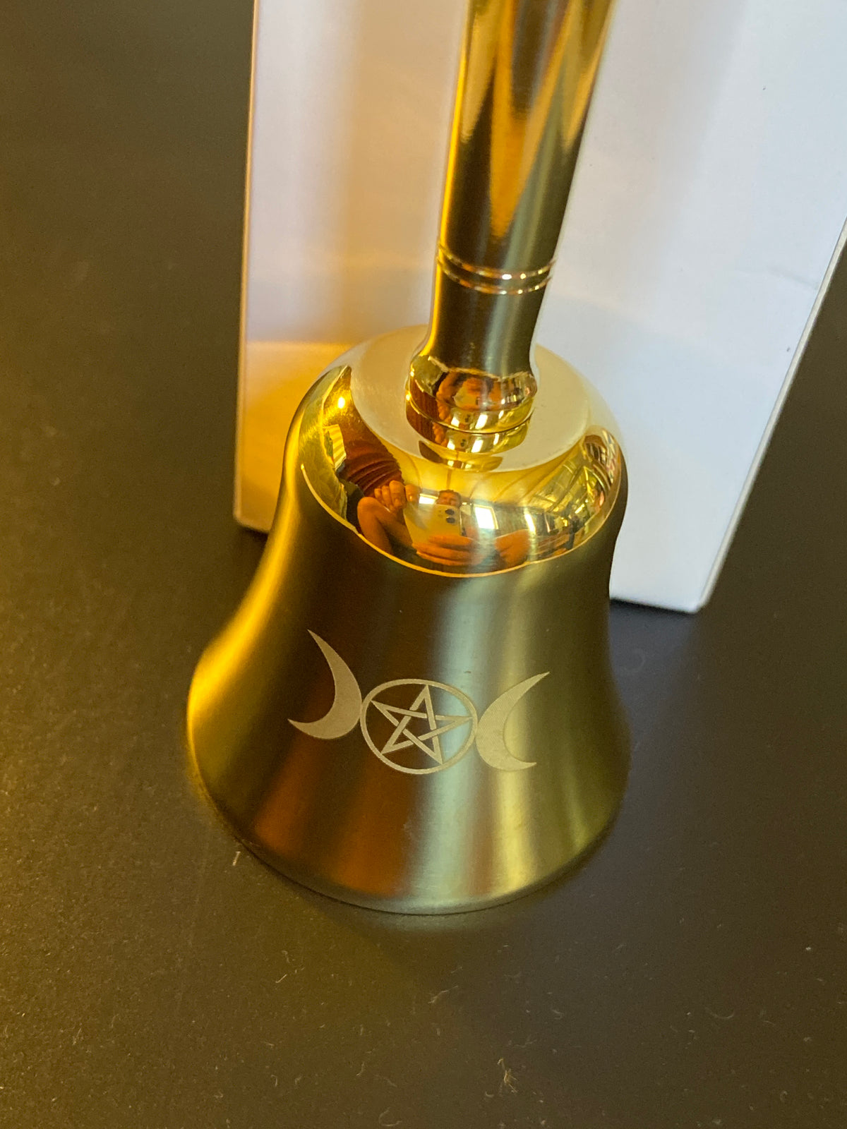 Brass Ritual Bell with Moon and Pentagram