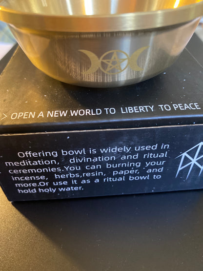Offering Bowl with Triple Moon and Pentacle