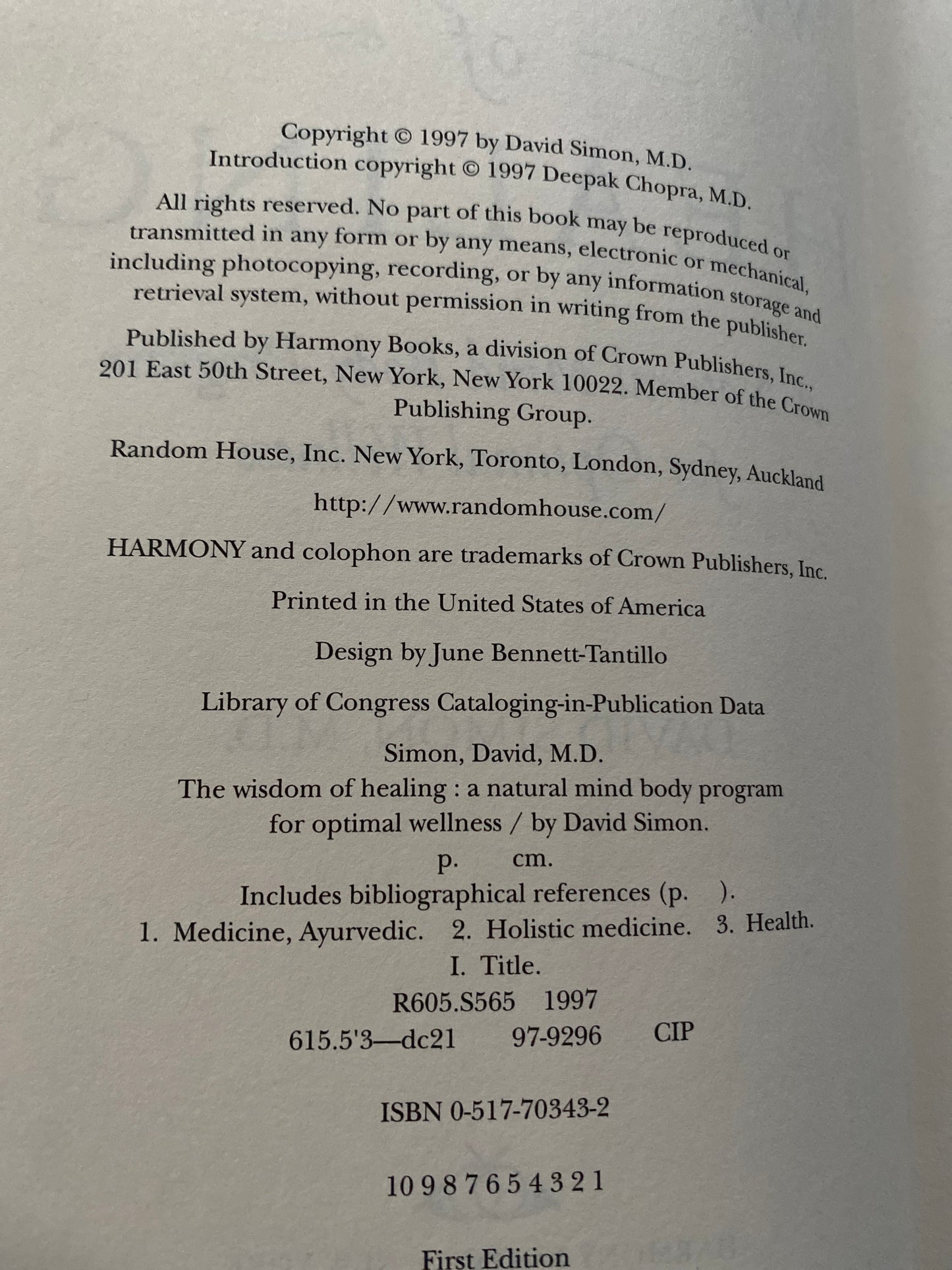 The Wisdom of Healing: A Natural Mind-Body Program for Optimal Wellness by David Simon