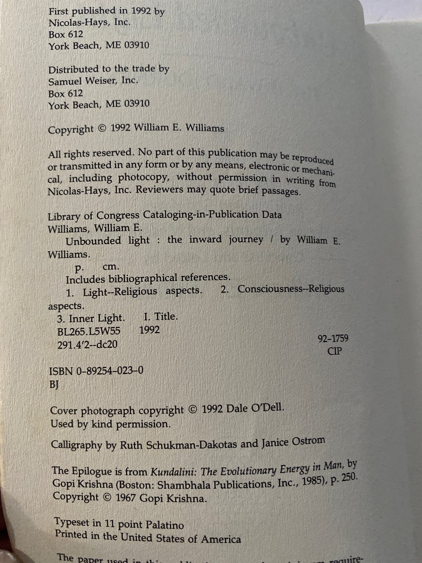Unbounded Light: The Inward Journey by William E. Williams