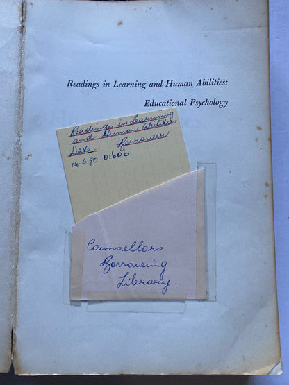 Readings in Learning and Human Abilities by Richard E. Ripple