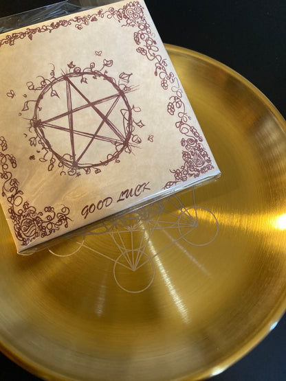 Brass Incense Burning Plate with Metatron’s Cube-Style Engraving