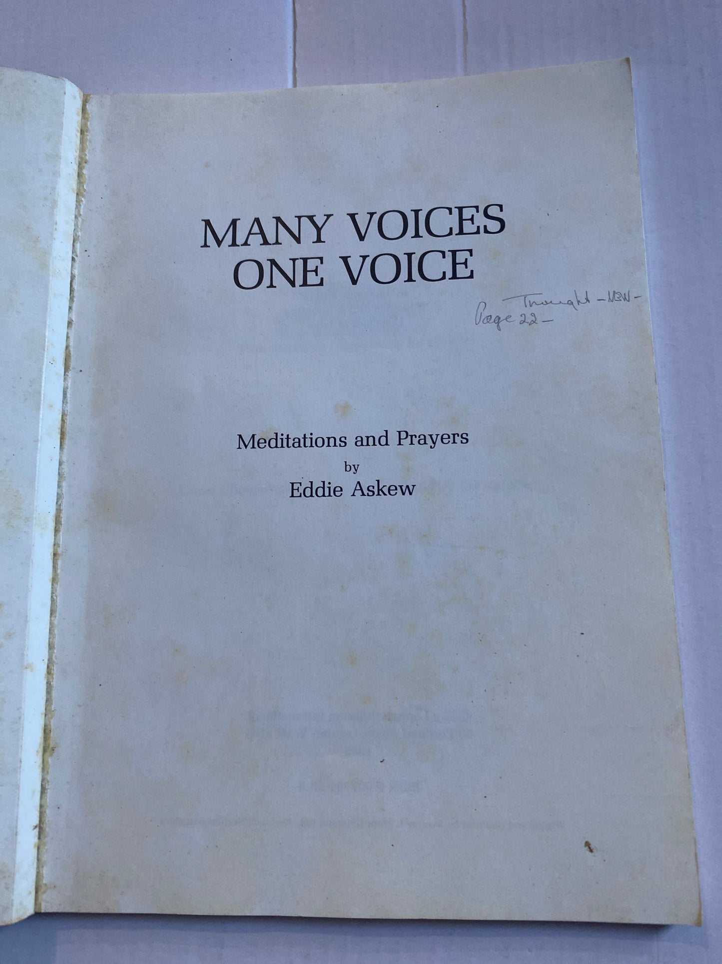 Many Voices, One Voice: Meditations and Prayers by Eddie Askew