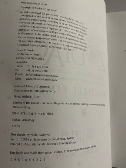 Secrets of the Zodiac (2009) — Michele Finey ISBN 9781741757446