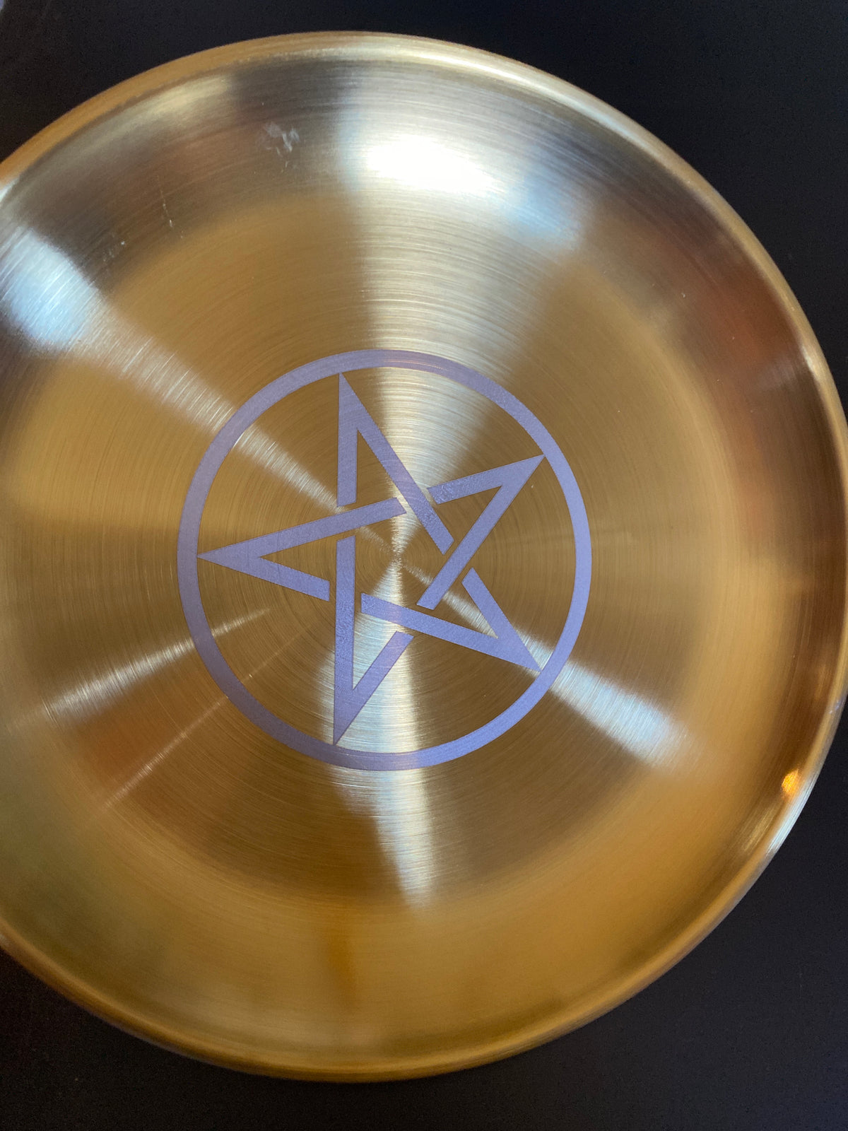 Brass Incense Burning Plate with Pentagram Engraving