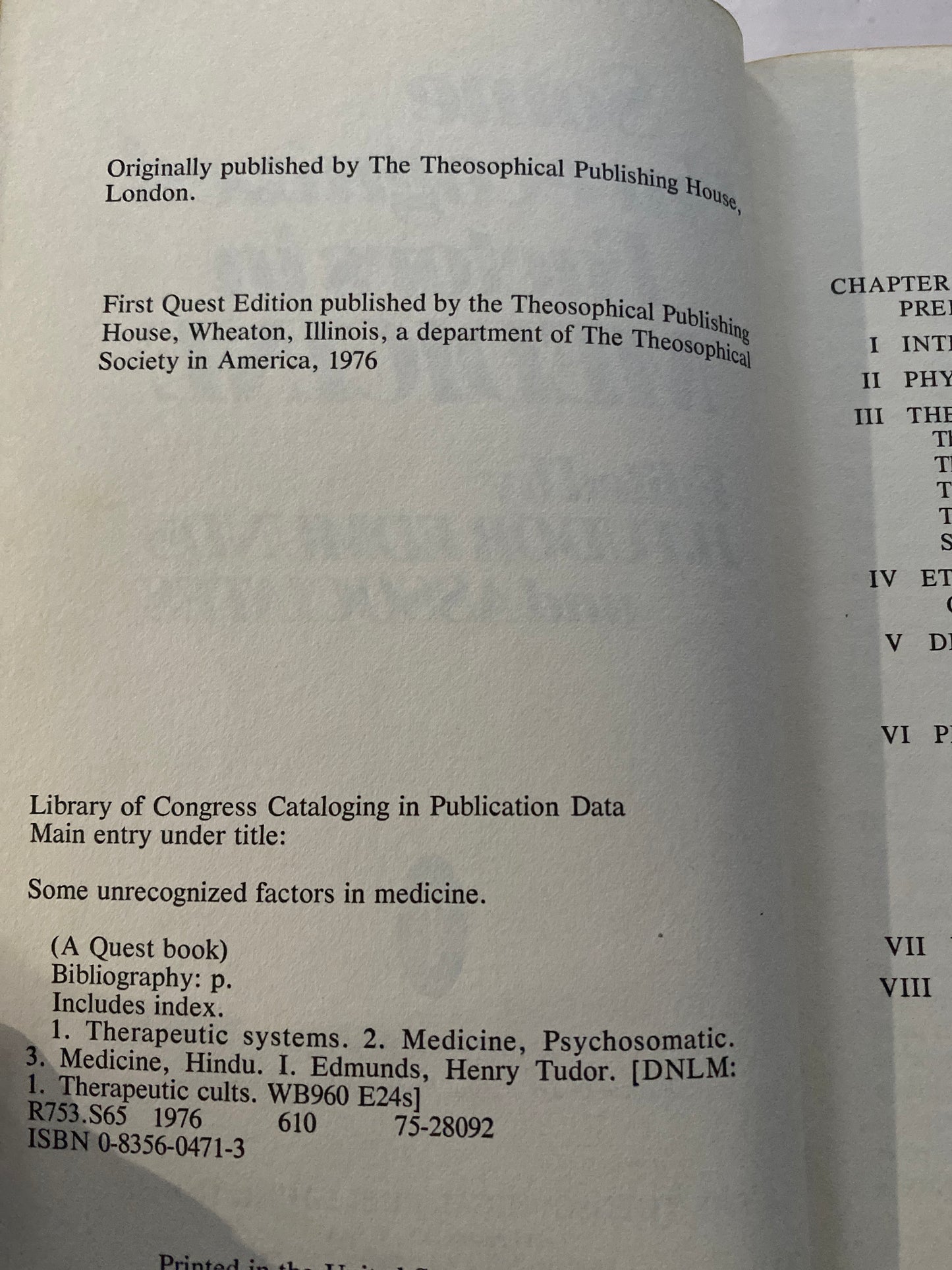 Some Unrecognized Factors in Medicine by H. Tudor Edmunds