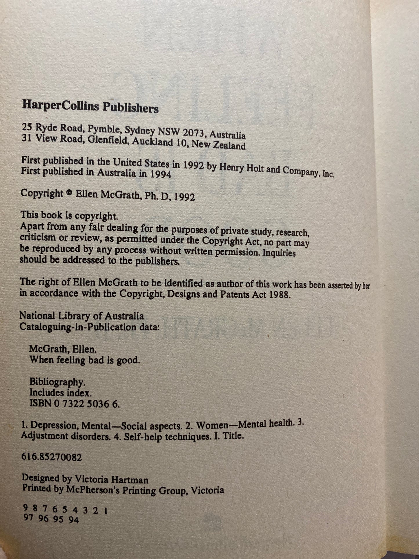 When Feeling Bad is Good by Ellen McGrath (1994)