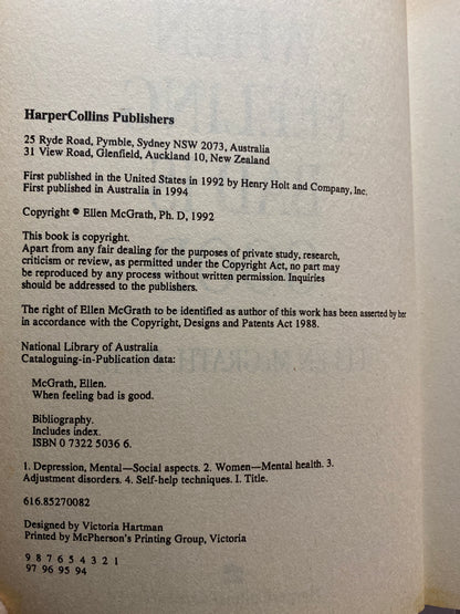 When Feeling Bad is Good by Ellen McGrath (1994)