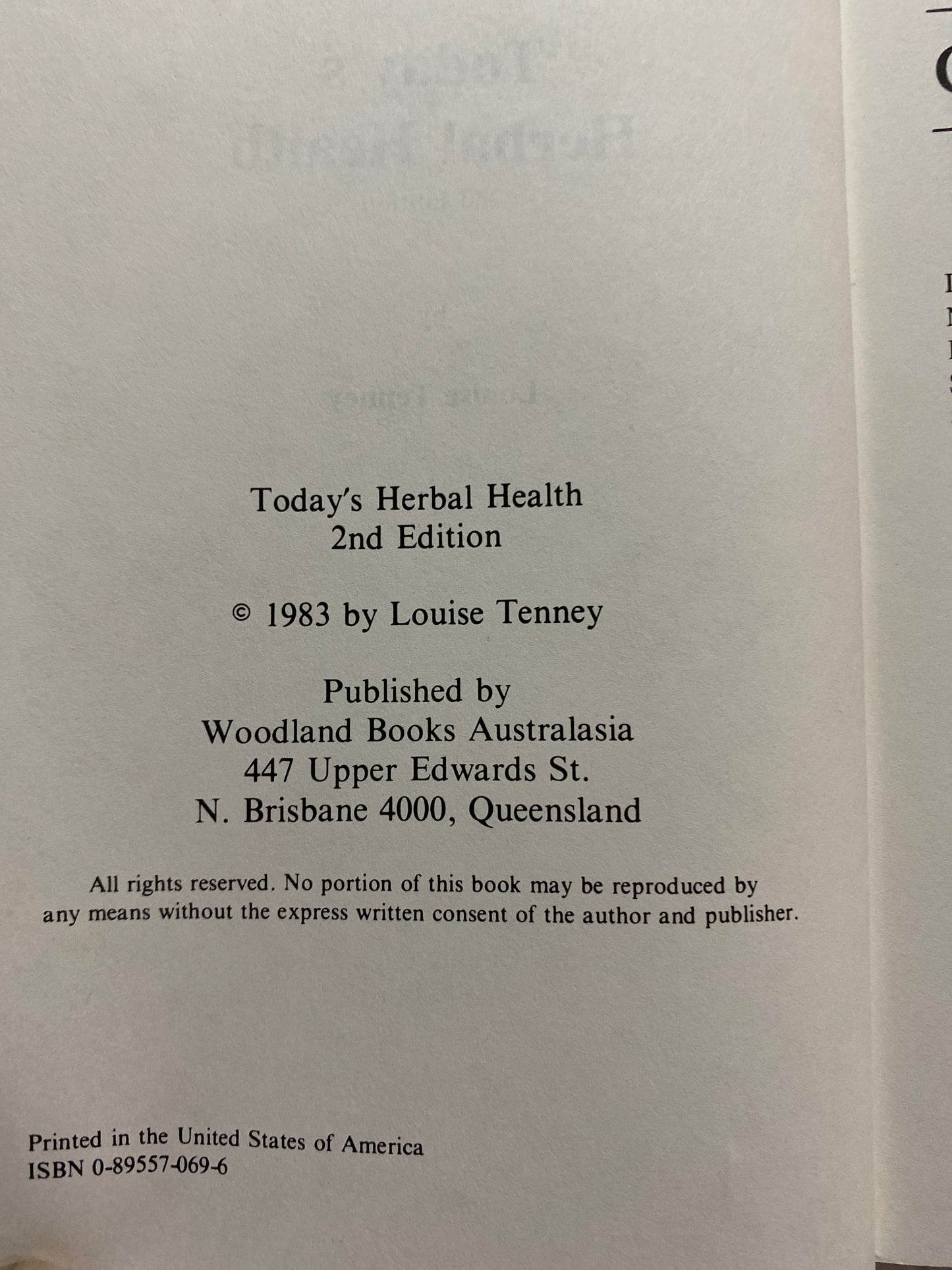 Today's Herbal Health by Louise Tenney
