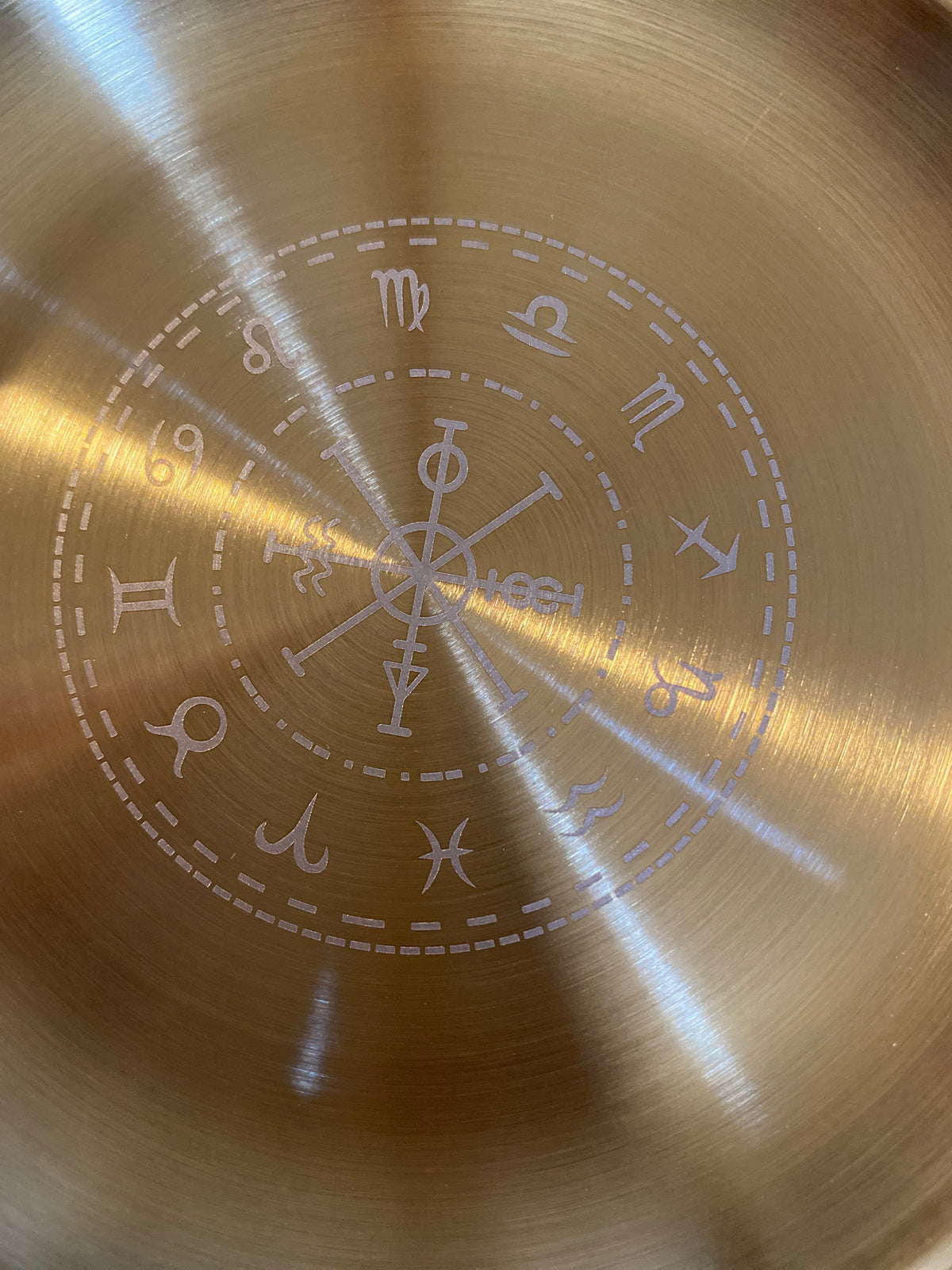 Brass Incense Burning Plate with Zodiac Engraving