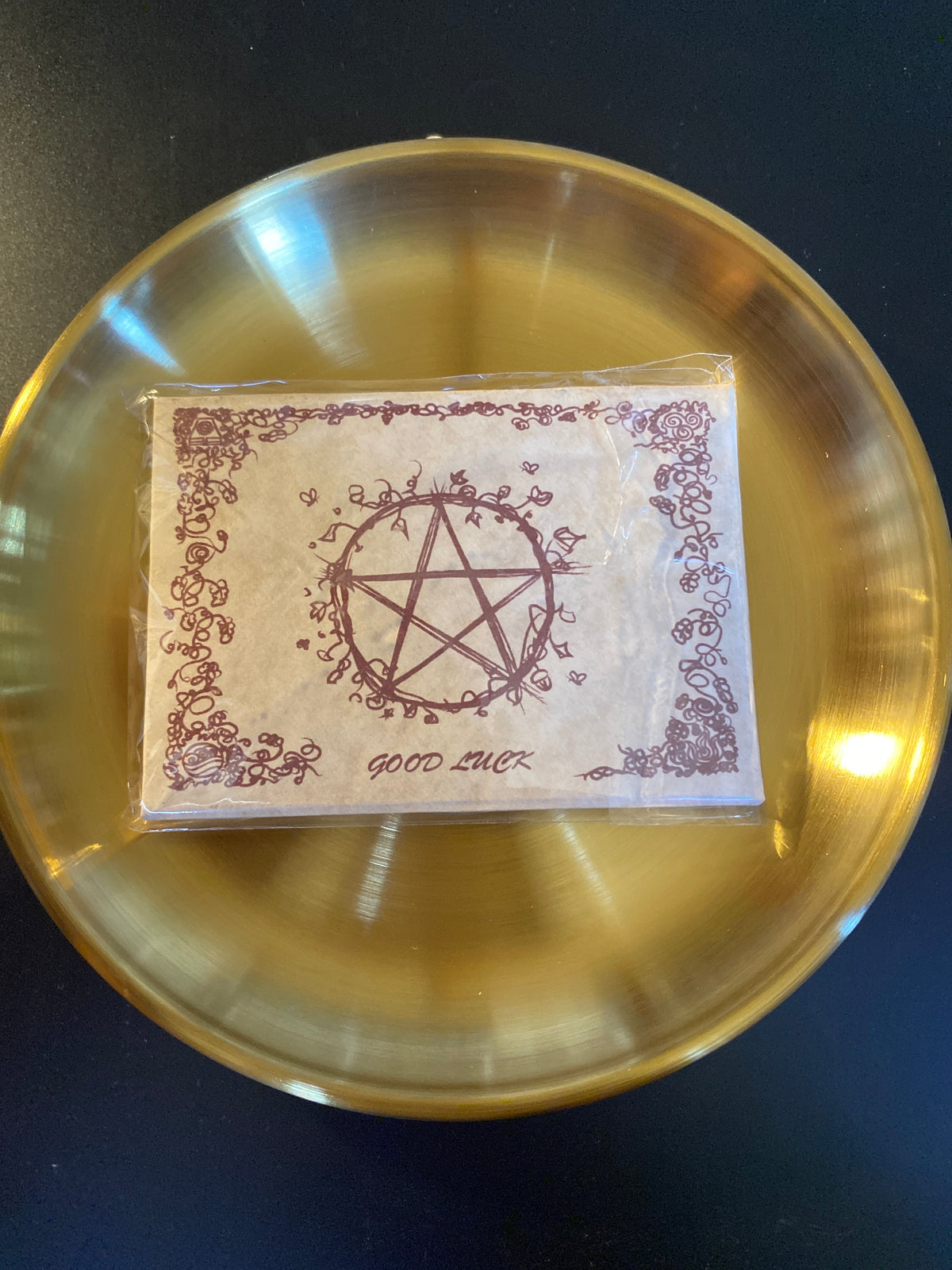 Brass Incense Burning Plate with Pentagram Engraving